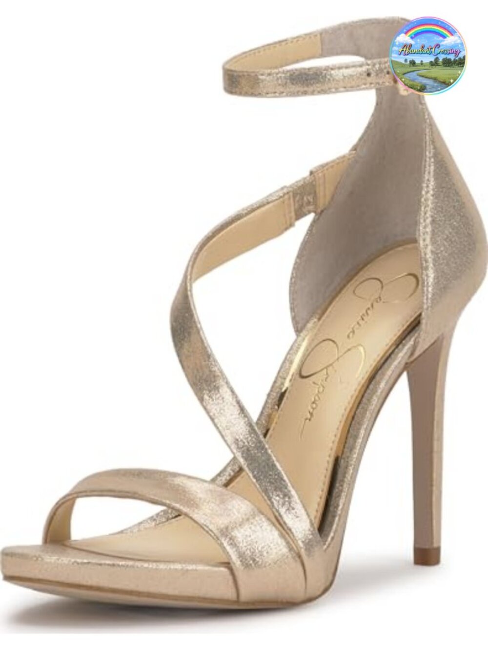 Evening Stiletto Heel Sandals with Ankle Strap, Crossover Straps, 4.1-Inch Heel